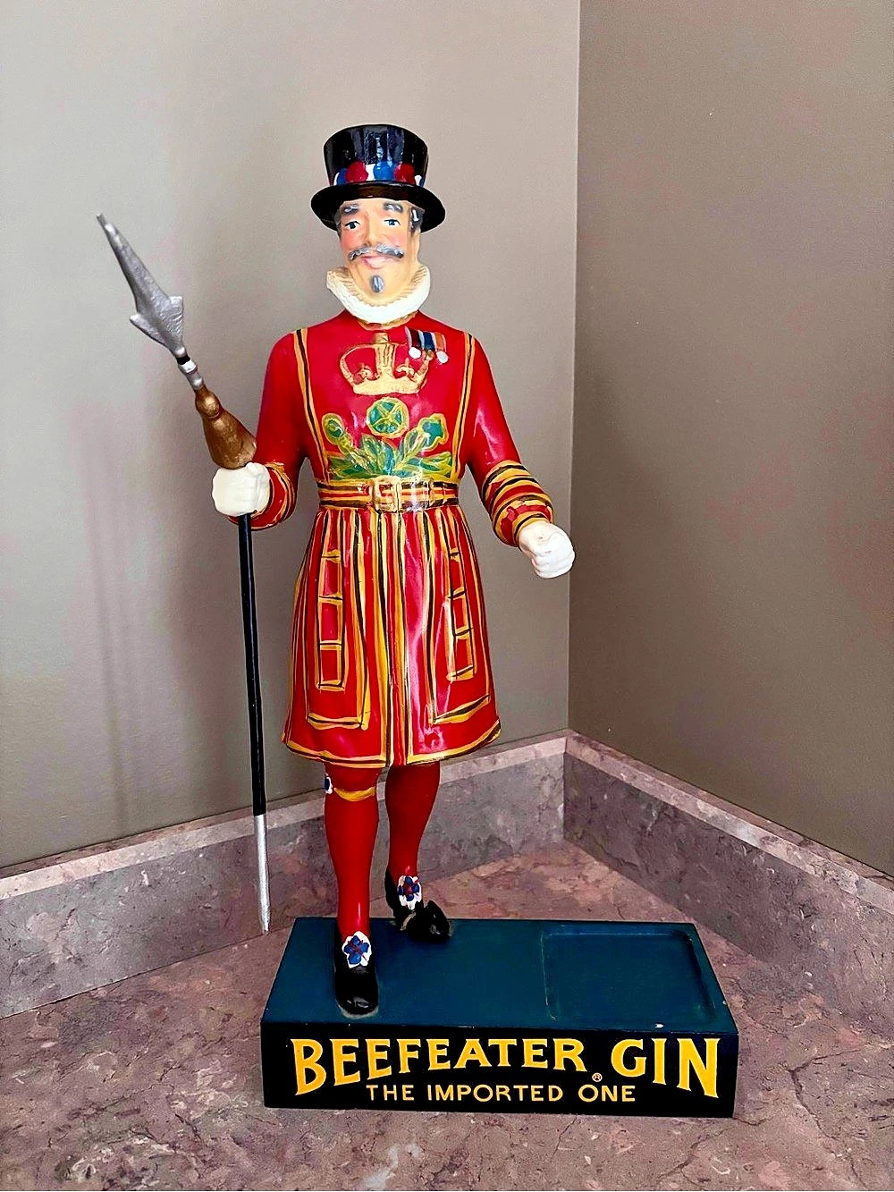Beefeater Gin Iconic Red Beefeater Guard Statue with Placement for Gin Bottle